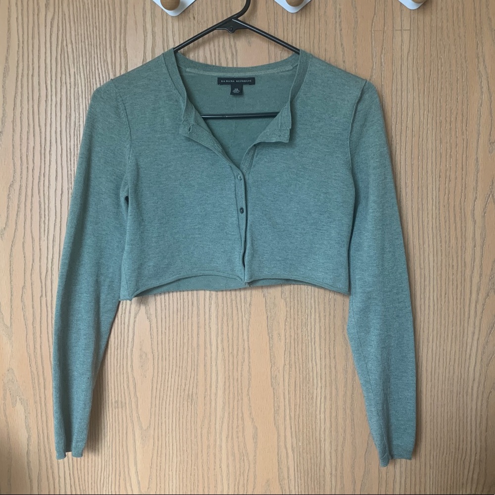 Sea Green Colored Cropped Cardigan